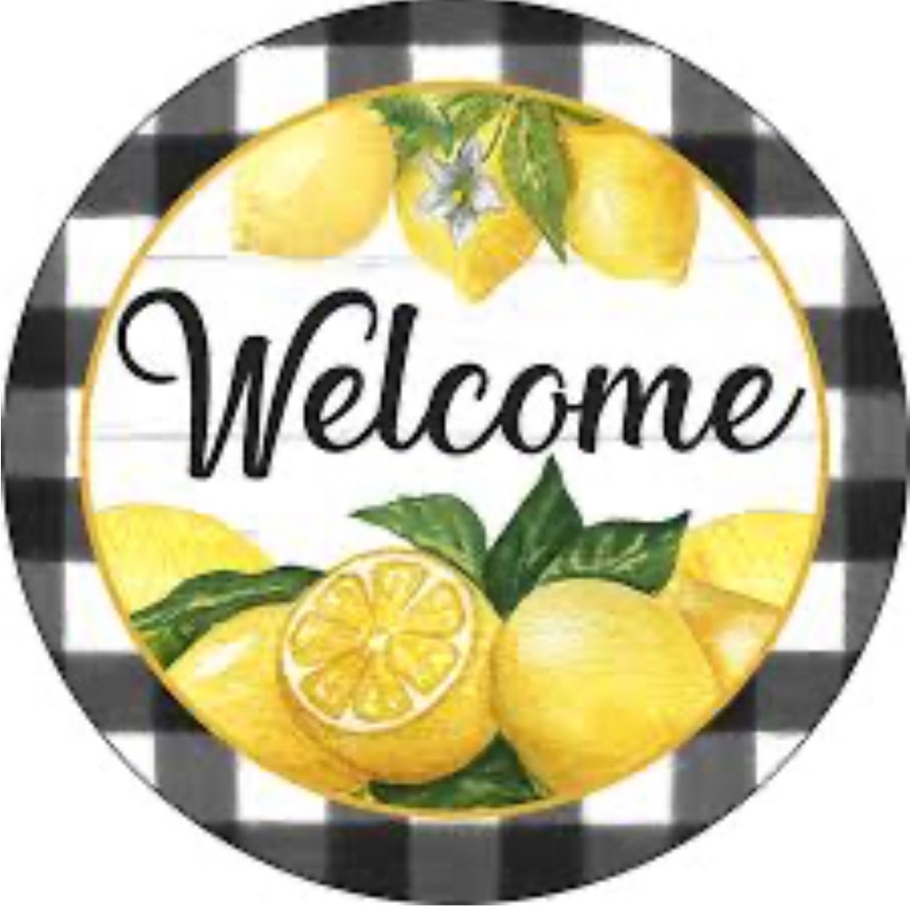 Lemon Wreath Metal Tin Sign NWT
